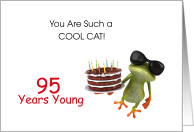 Happy 95th Birthday Frog and Cake card