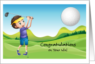 Congratulations on Winning Golf Tournament Golf Ball Golfer card