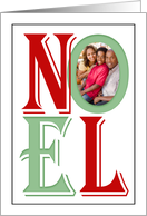 Merry Christmas Noel Custom Photo Red and Green Text card