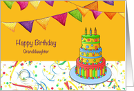 Birthday for Granddaughter with Colorful Birthday Cake card