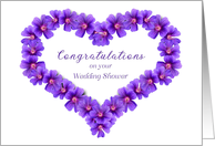 Congratulations on Couples Wedding Shower with Purple Heart Flowers card