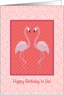 Shared Birthday with Granddaughter Pink Flamingos card