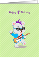 Happy Fourth Birthday Rock and Roll Boy card