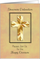 Deaconess Ordination Invitation with Religious Gold Cross card
