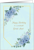 Birthday to Great Aunt with Blue Hydrangeas card