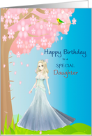 Happy Birthday for Daughter with Princess in Blue Dress card