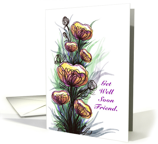 for Friend Get Well Abstract Poppy Flowers card (1635768)