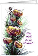 for Friend Get Well Abstract Poppy Flowers card