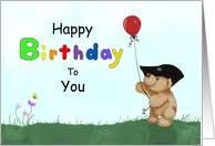 Colonial Bear With Balloon Youth Birthday card