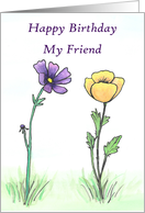 Happy Birthday My Friend Two Wildflowers card