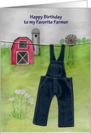 Happy Birthday to my Favorite Farmer Overalls on Clothesline card