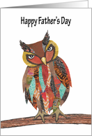 Happy Father’s Day Colorful Owl on a Branch card