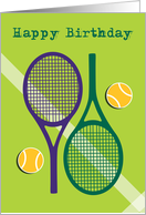 Birthday Tennis with Two Tennis Rackets Green card