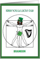 St. Patrick’s Day Funny Vitruvian Leprechaun Custom Text card
