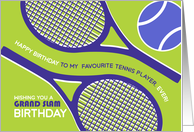 Tennis Wishing Grand Slam Birthday Green and Purple card