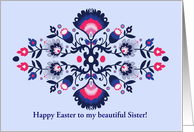 For Sister Easter with Folklore Compositions Blue and Pink Custom card