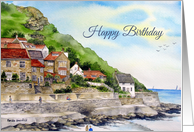 Birthday General Fine Art Runswick Bay England Watercolor card