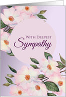 With Deepest Sympathy Watercolor Pink Roses Botanical Illustration card