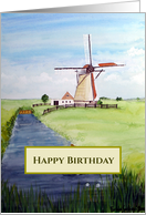 General Birthday Fine Art Dutch Windmill in Holland Painting card