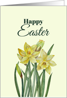 General Happy Easter Yellow Daffodils Watercolor Illustration card