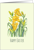 General Happy Easter Yellow Day Lilies Watercolor Illustration card