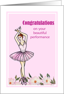 Congratulations on Performance Ballerina with Pink Dress Illustration card