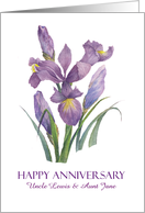 For Aunt and Uncle on Wedding Anniversary Purple Irises Illustration card