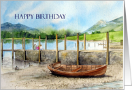General Birthday Watercolor Derwentwater Lake England Painting card