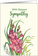 General Sympathy Watercolor Warm Peachy Gladioli Illustration card