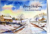 For Boyfriend on Christmas Winterly Lane Watercolor Painting card