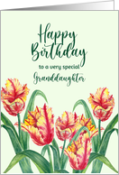 For Granddaughter on Birthday Watercolor Yellow Parrot Tulips Painting card