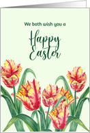 From Both of Us on Easter Watercolor Yellow Parrot Tulips Painting card