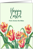 From Across the Miles on Easter Watercolor Yellow Parrot Tulips card