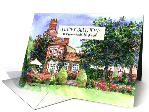 For Husband on Birthday The Manor House York Watercolor Painting card