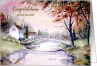 Congratulations on Your New Home Arched Bridge Watercolor Painting card