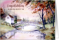 Congratulations on Your New Architect Job Arched Bridge Painting card