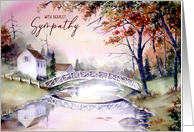 General Sympathy Arched Bridge Maine Landscape Watercolor Painting card