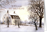 95th Birthday Winter in New England Landscape Watercolor Painting card