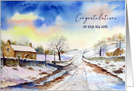 Congratulations on Your New Home Wintery Lane Watercolor Painting card