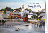For Godson on Birthday Portsmouth Harbor Landscape Painting card