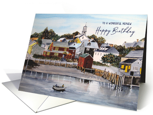 For Nephew on Birthday Portsmouth Harbor Landscape Painting card