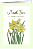 Thank You for Your Hospitality Watercolor Daffodils Floral Painting card