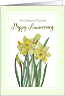 For A Couple on Anniversary Watercolor Daffodil Botanical Painting card