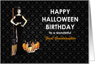 For Great Granddaugter on Halloween Birthday Custom Witch with Pumpkin card