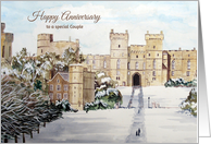 For A Couple on Wedding Anniversary Windsor Castle England Painting card