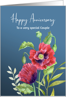 For Couple on Anniversary Red Poppies Watercolor Flower Painting card