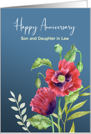 For Son and Daughter in Law on Anniversary Red Poppies Painting card
