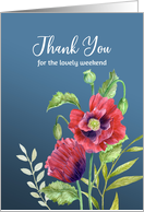 Thank You for The Weekend Red Poppies Watercolor Botanical Painting card