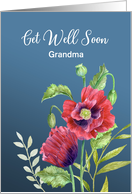 For Grandma Custom Get Well Soon Red Poppies Watercolor Painting card
