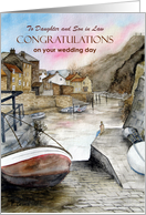 To Daughter and Son in Law on Wedding Day Staithes England Painting card